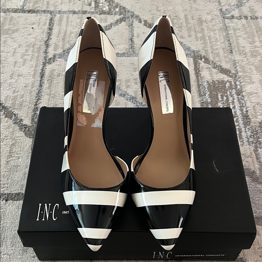 INC International Concepts Striped Black and White Heels
